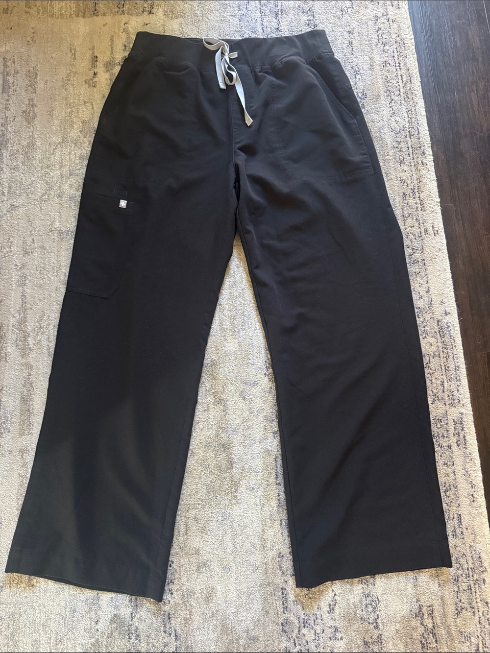Figs Black Drawstring Wide Leg Scrub Pants